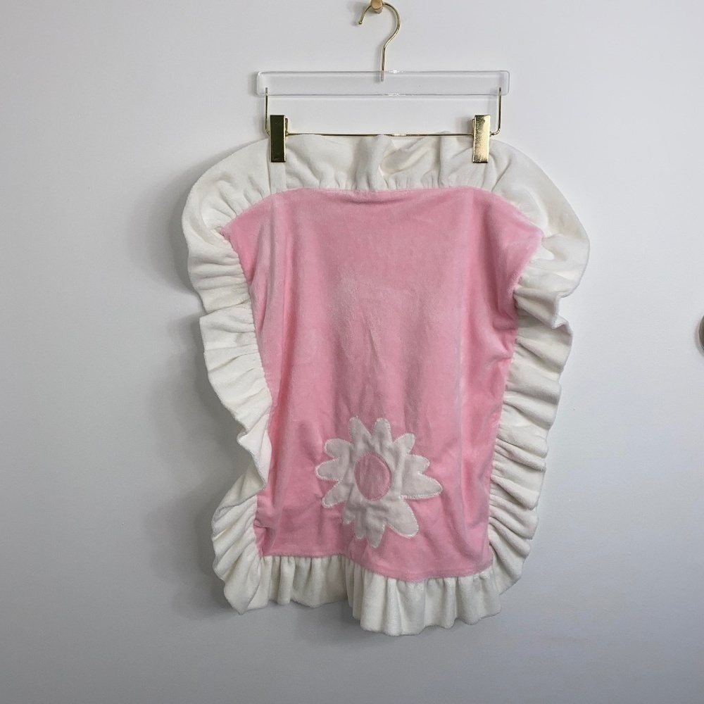 Boogie Baby plush baby blanket lovey Pink White Flower Girls 22x27
